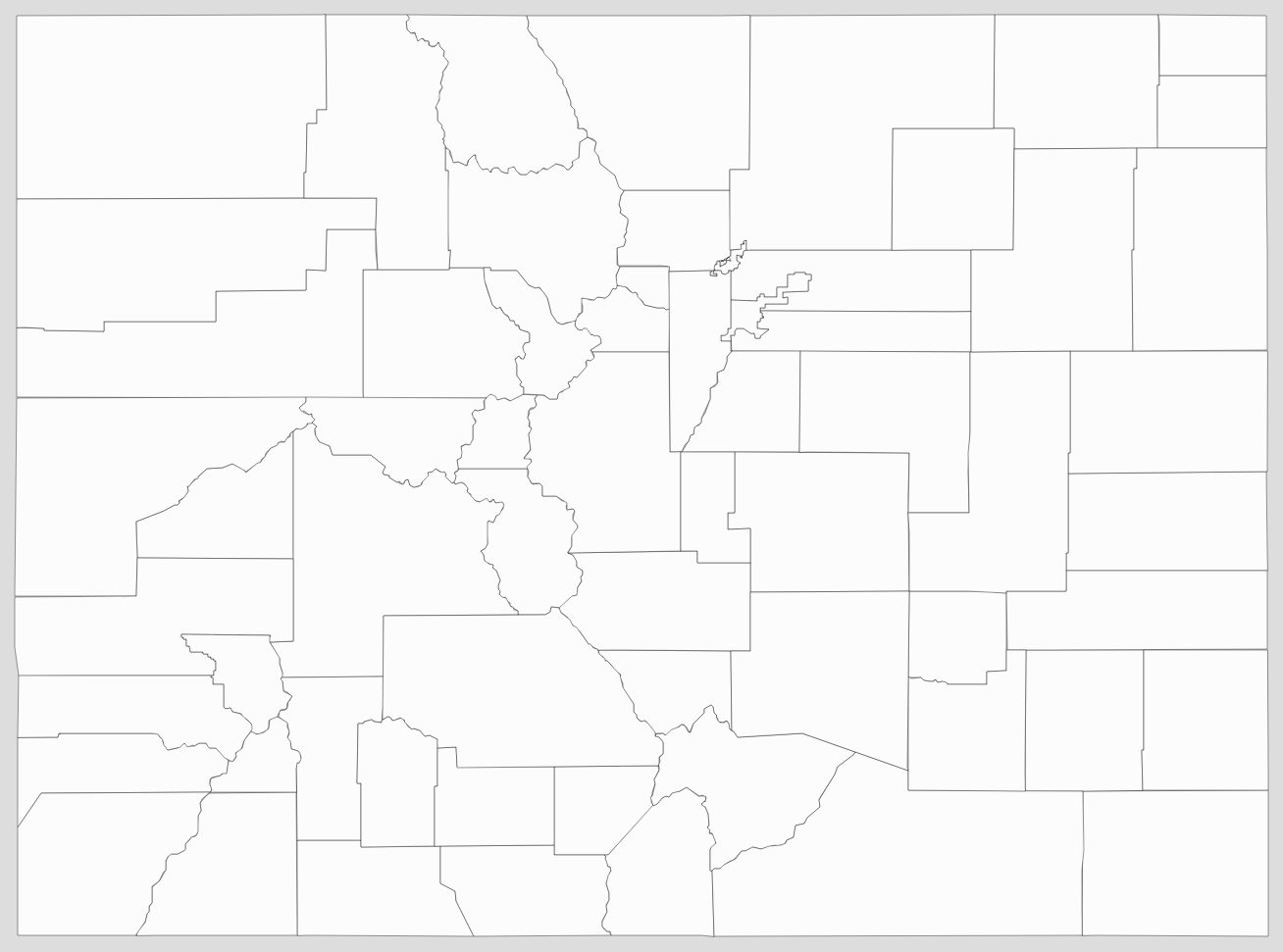 Blank Colorado County Map