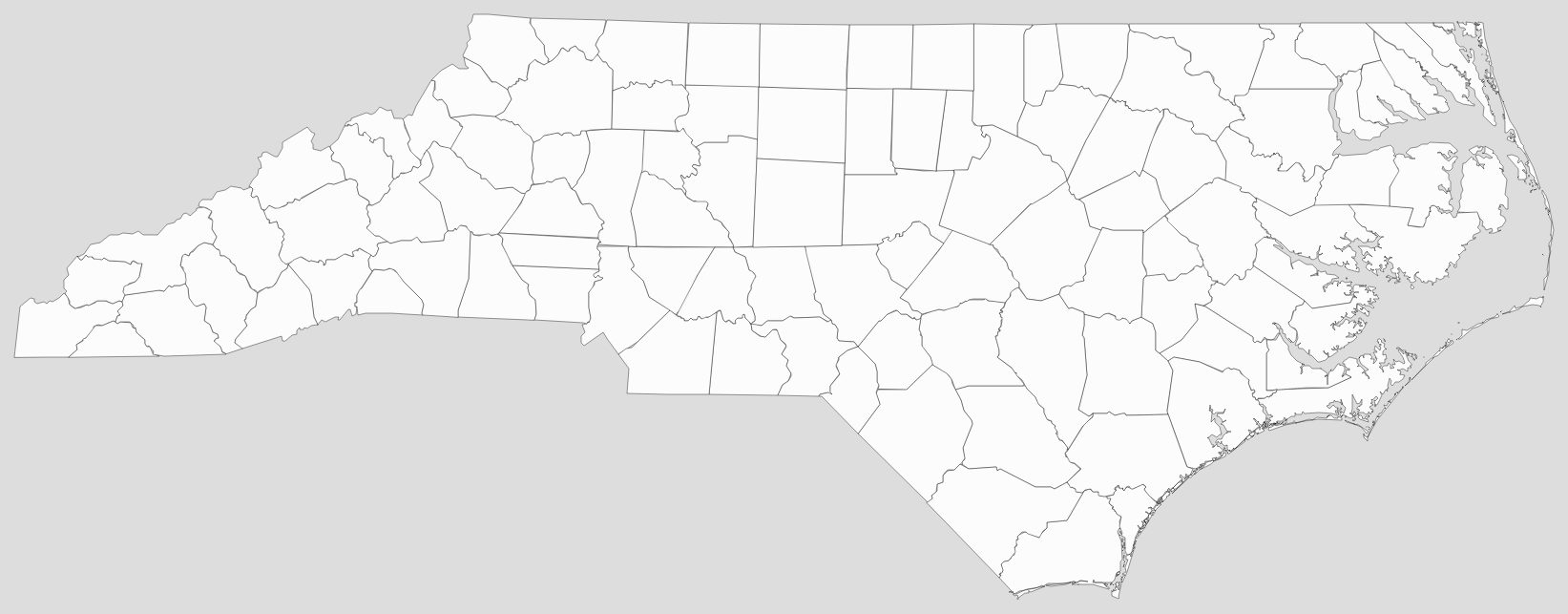 Blank North Carolina County Map