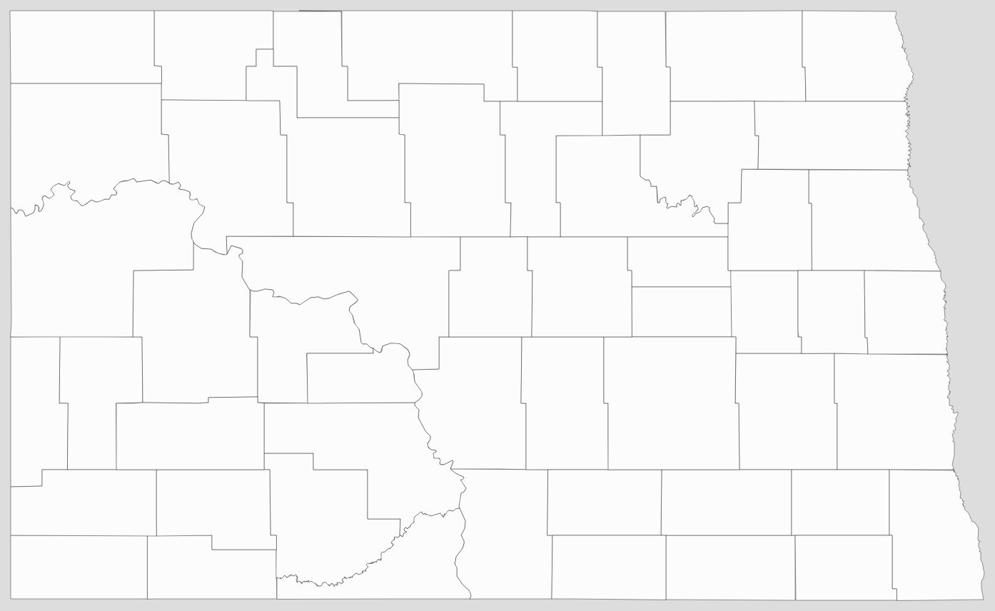 Blank North Dakota County Map