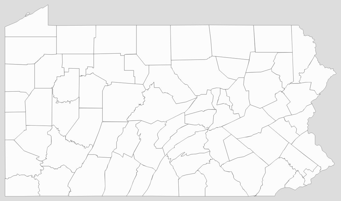 Blank Pennsylvania County Map