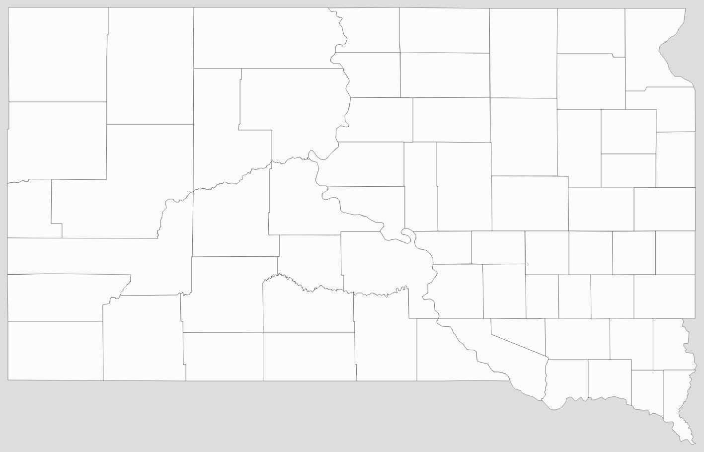 Blank South Dakota County Map