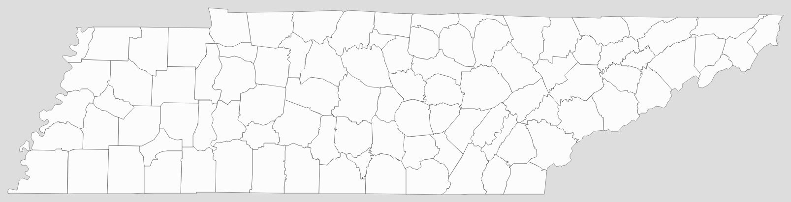 Blank Tennessee County Map