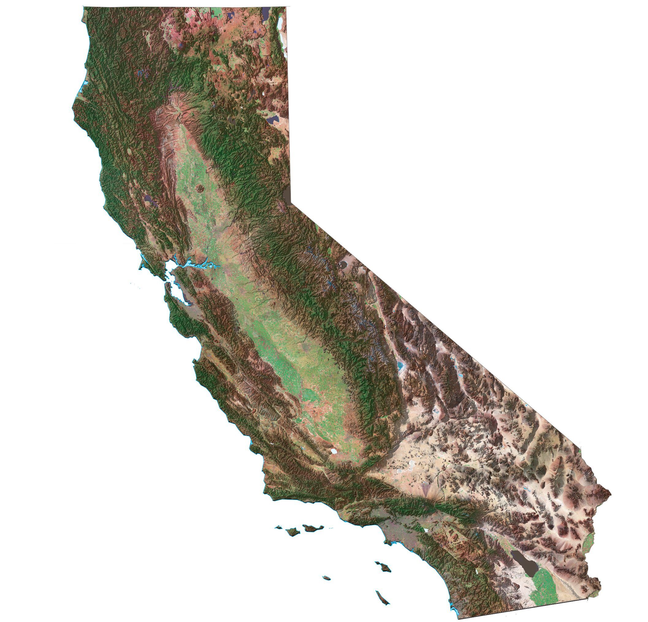 Satellite map of California