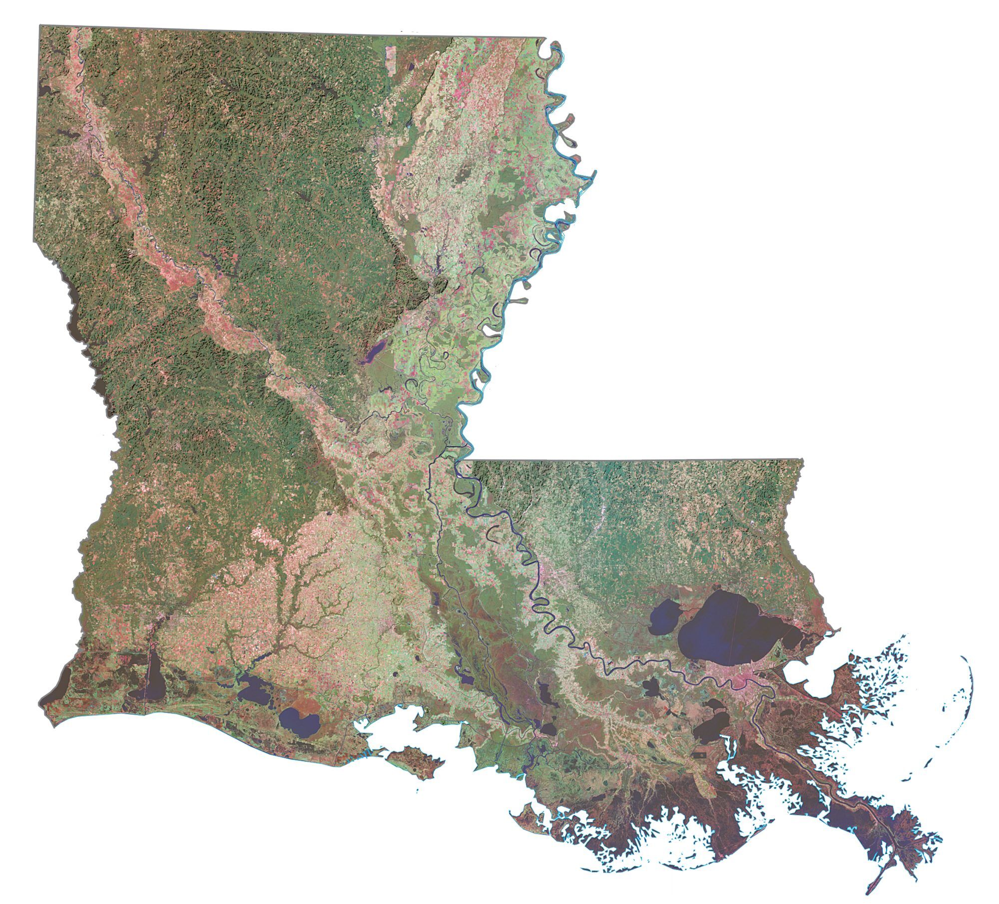Satellite map of Louisiana