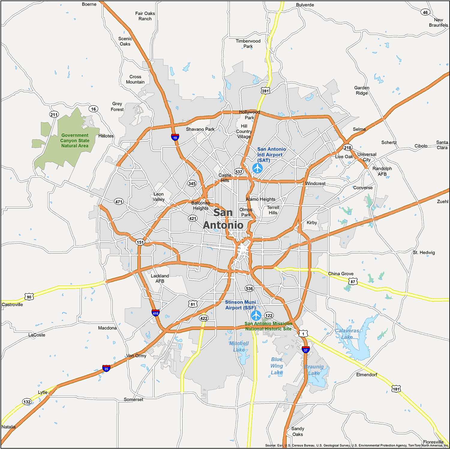 San Antonio Map Texas