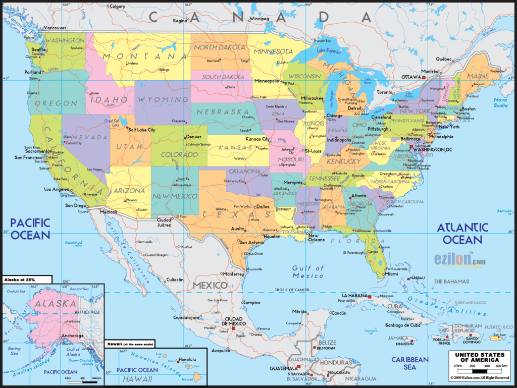 United States political map.