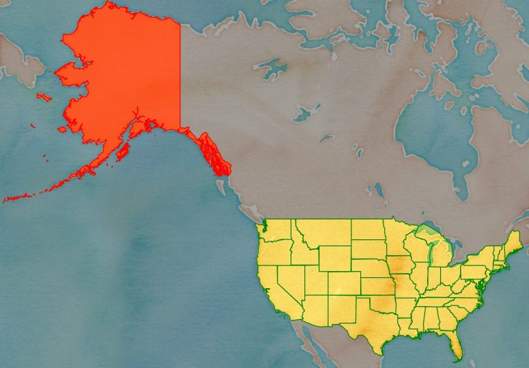 Bản đồ vị trí tiểu bang Alaska trên bản đồ nước Mỹ
