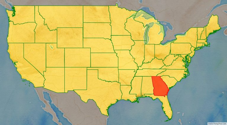 Bản đồ vị trí tiểu bang Georgia trên bản đồ nước Mỹ