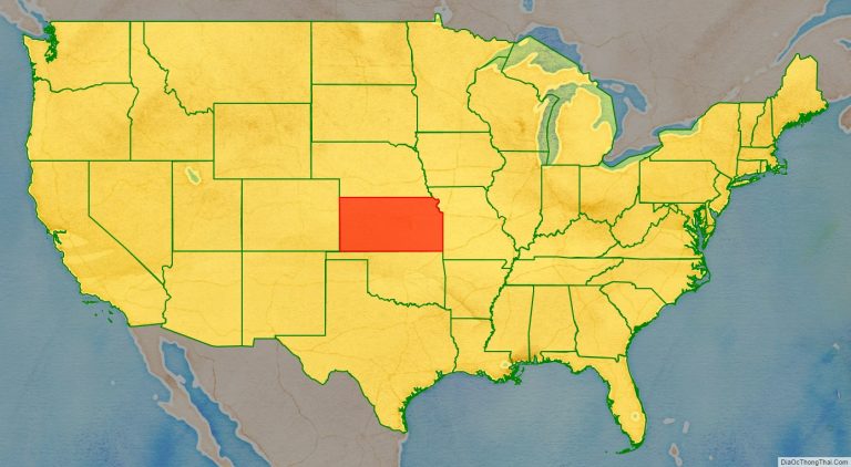 Bản đồ vị trí tiểu bang Kansas trên bản đồ nước Mỹ