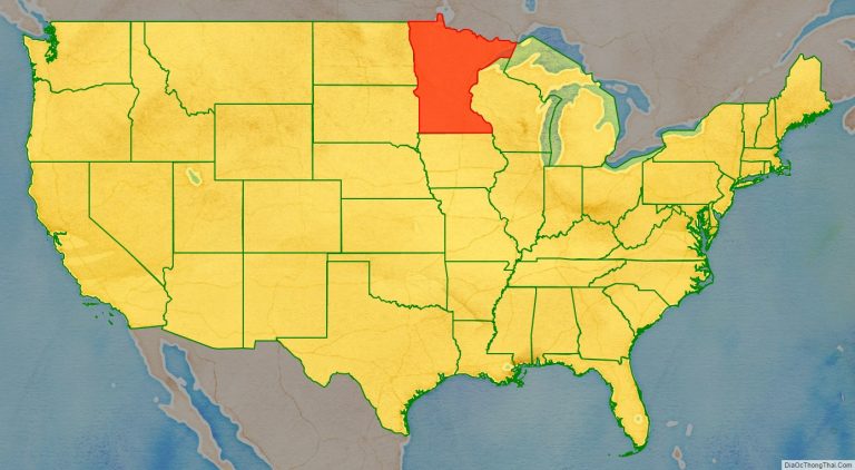 Bản đồ vị trí tiểu bang Minnesota trên bản đồ nước Mỹ