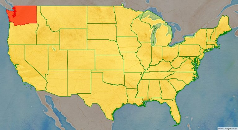 Bản đồ vị trí tiểu bang Washington trên bản đồ nước Mỹ