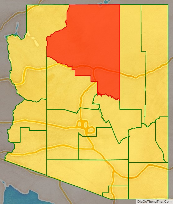 Coconino County location on the Arizona map. Where is Coconino County.