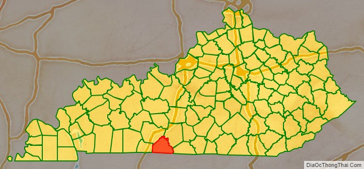 Allen County location map in Kentucky State.