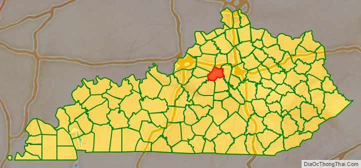 Anderson County location map in Kentucky State.