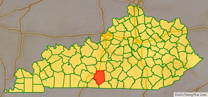 Barren County location map in Kentucky State.