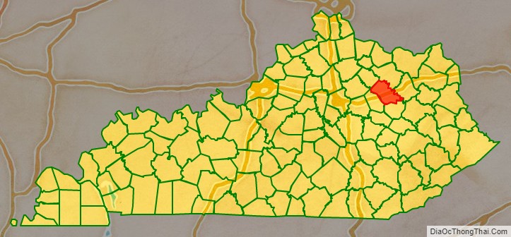 Bath County location map in Kentucky State.