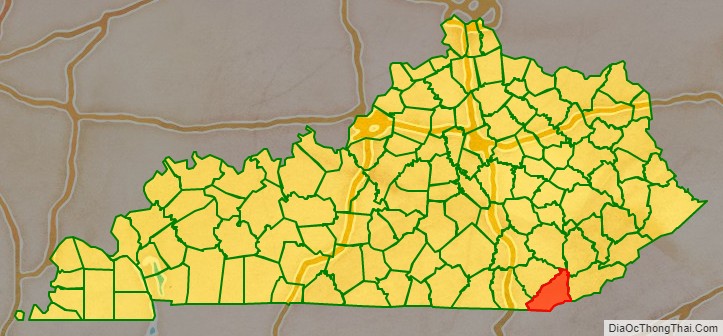 Bell County location map in Kentucky State.