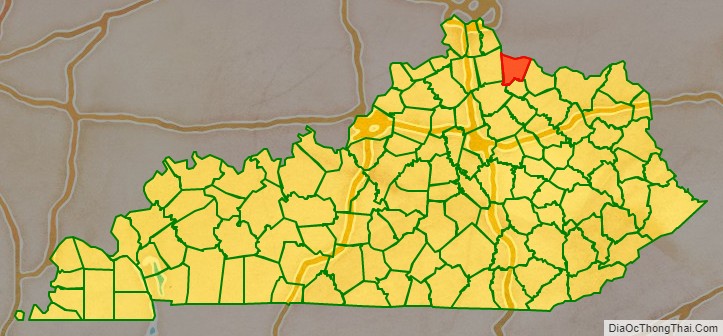 Bracken County location map in Kentucky State.