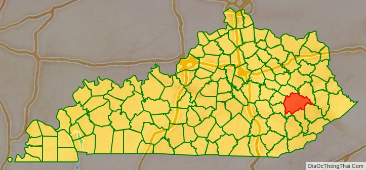 Breathitt County location map in Kentucky State.