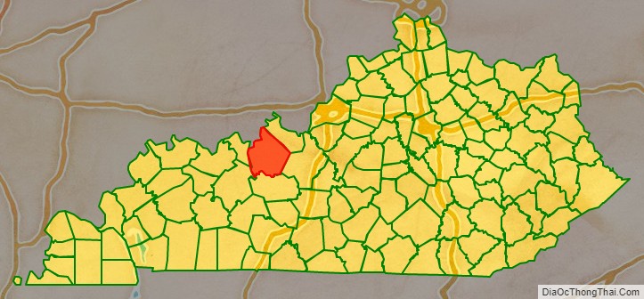 Breckinridge County location map in Kentucky State.