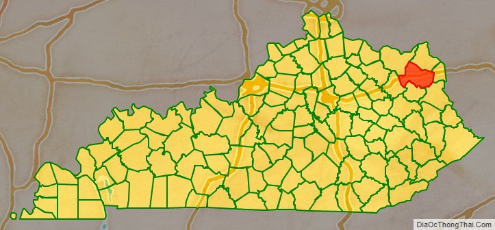 Carter County location map in Kentucky State.