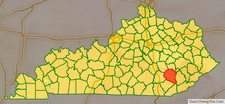 Clay County location map in Kentucky State.