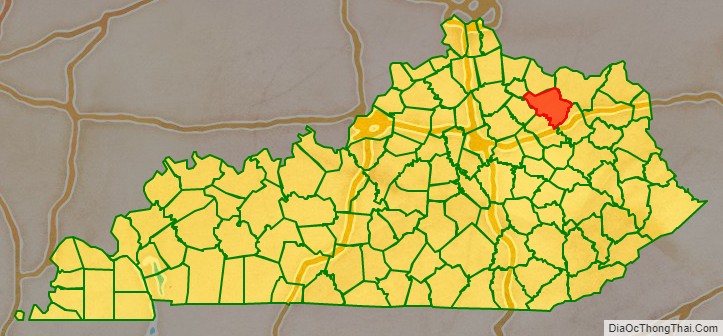 Fleming County location map in Kentucky State.