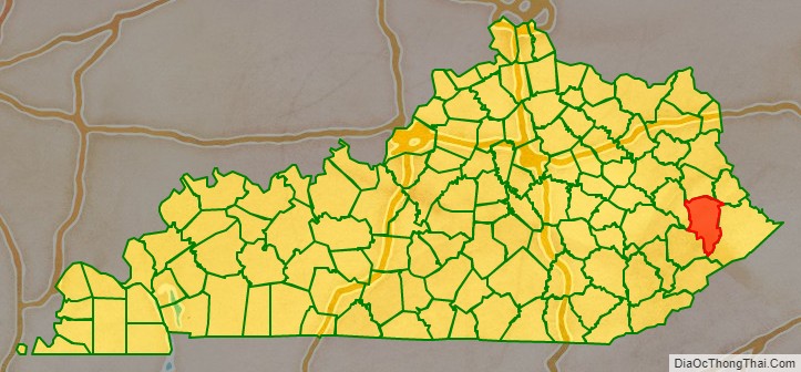 Floyd County location map in Kentucky State.