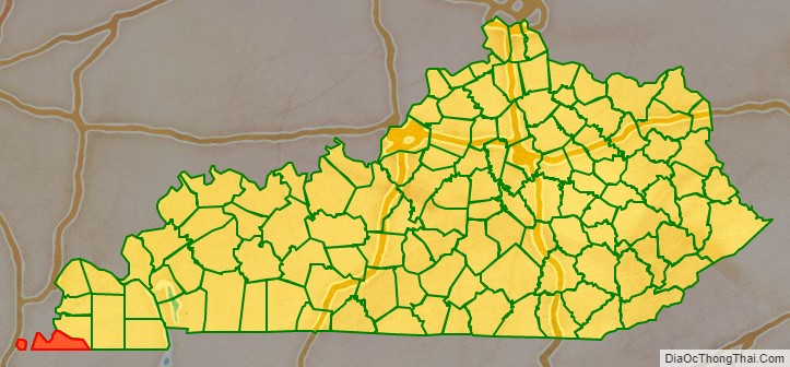 Fulton County location map in Kentucky State.