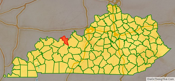 Hancock County location map in Kentucky State.