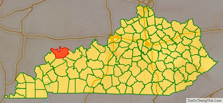 Henderson County location map in Kentucky State.