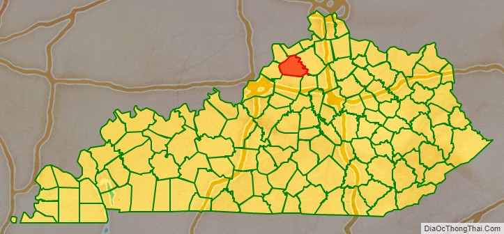 Henry County location map in Kentucky State.