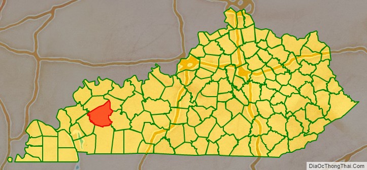 Hopkins County location map in Kentucky State.