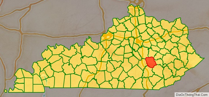 Jackson County location map in Kentucky State.