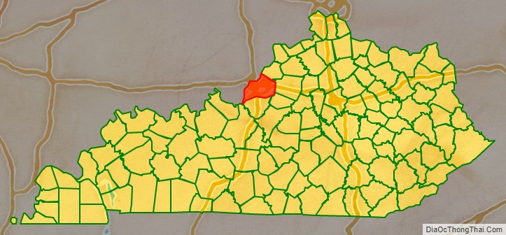 Jefferson County location map in Kentucky State.