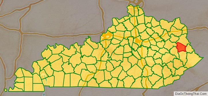 Johnson County location map in Kentucky State.