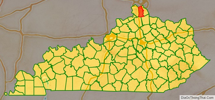 Kenton County location map in Kentucky State.