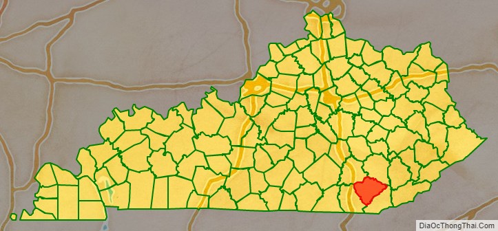 Knox County location map in Kentucky State.