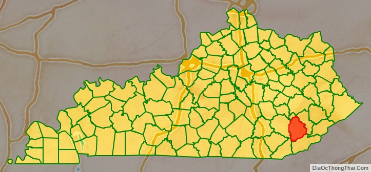 Leslie County location map in Kentucky State.