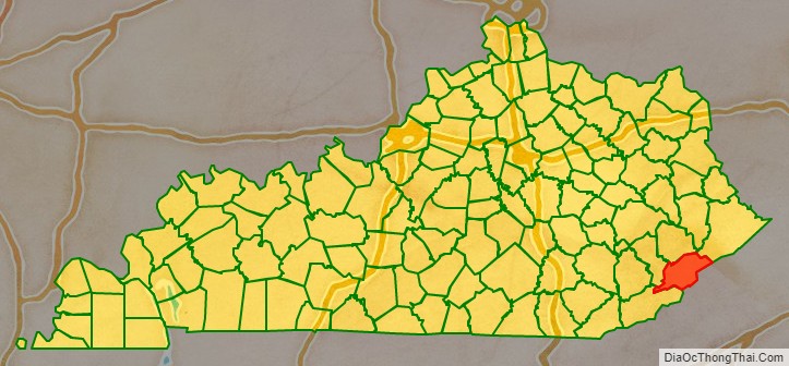 Letcher County location map in Kentucky State.