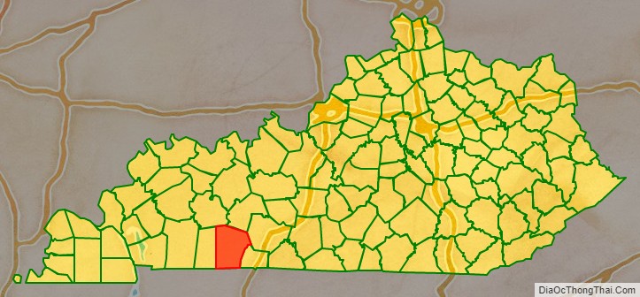 Logan County location map in Kentucky State.