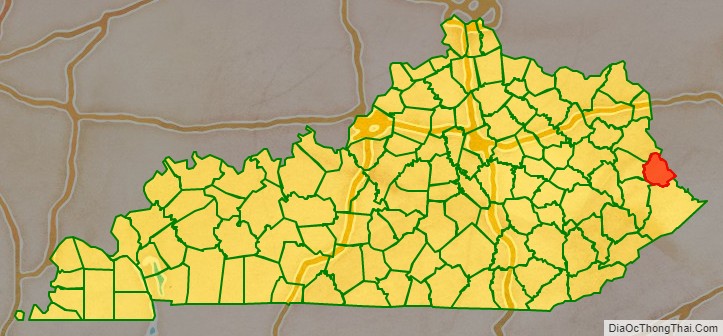 Martin County location map in Kentucky State.