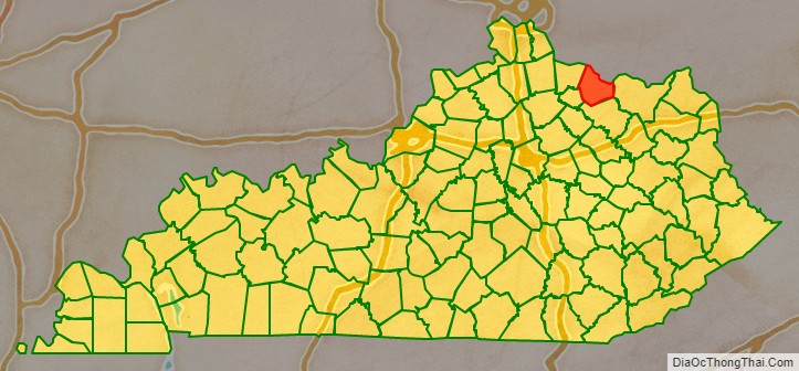 Mason County location map in Kentucky State.