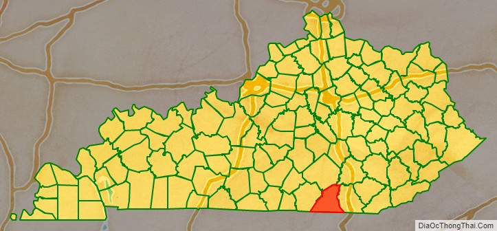 McCreary County location map in Kentucky State.
