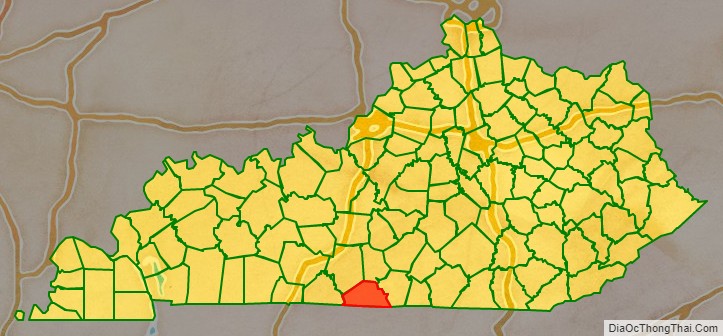 Monroe County location map in Kentucky State.