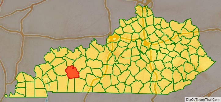 Muhlenberg County location map in Kentucky State.
