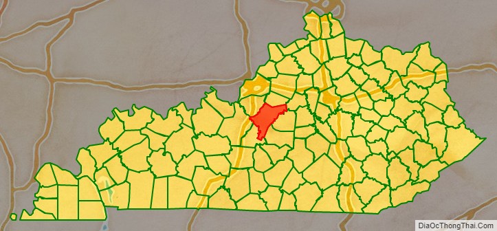 Nelson County location map in Kentucky State.