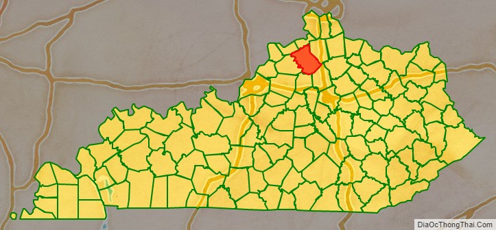 Owen County location map in Kentucky State.