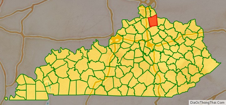 Pendleton County location map in Kentucky State.