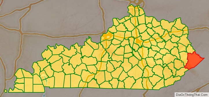 Pike County location map in Kentucky State.